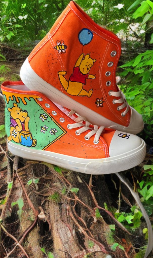 Hand Painted by Tammy Winnie the Pool High Tops size 10 Women