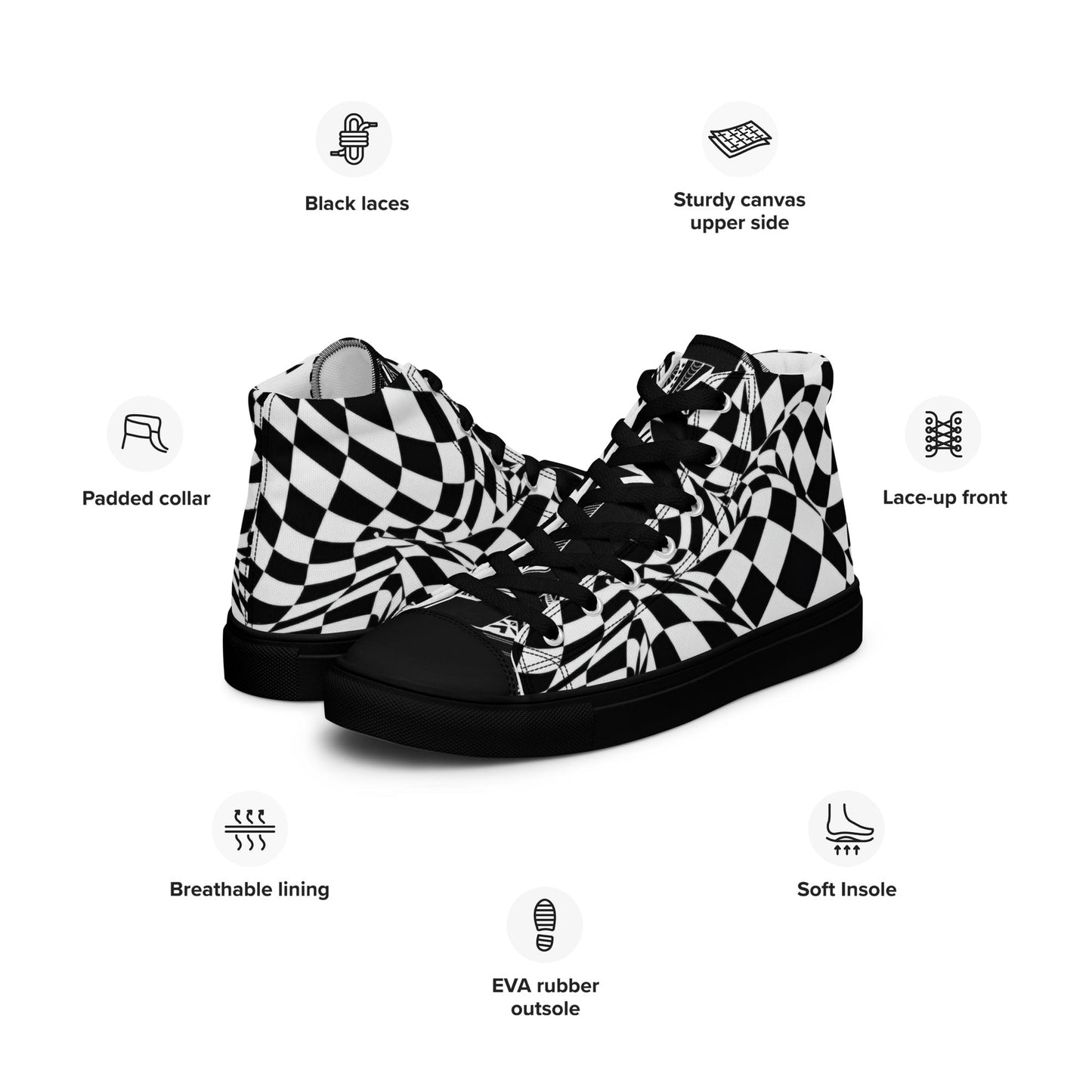 Men’s high top canvas shoes - T.Eddy’s Art Studio