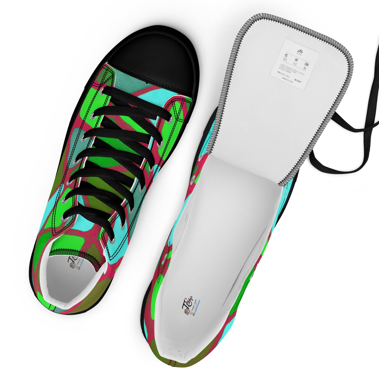 Men’s high top canvas shoes - T.Eddy’s Art Studio