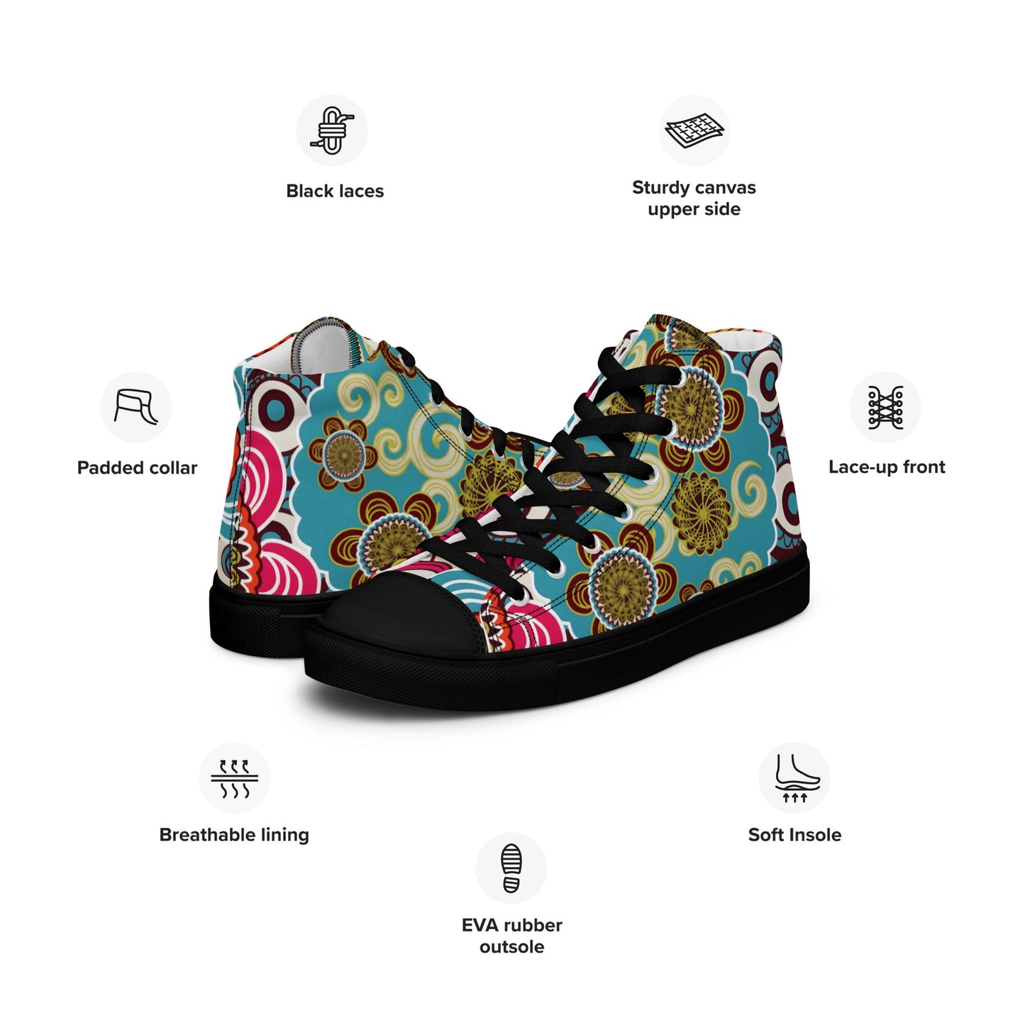 Men’s high top canvas shoes - T.Eddy’s Art Studio