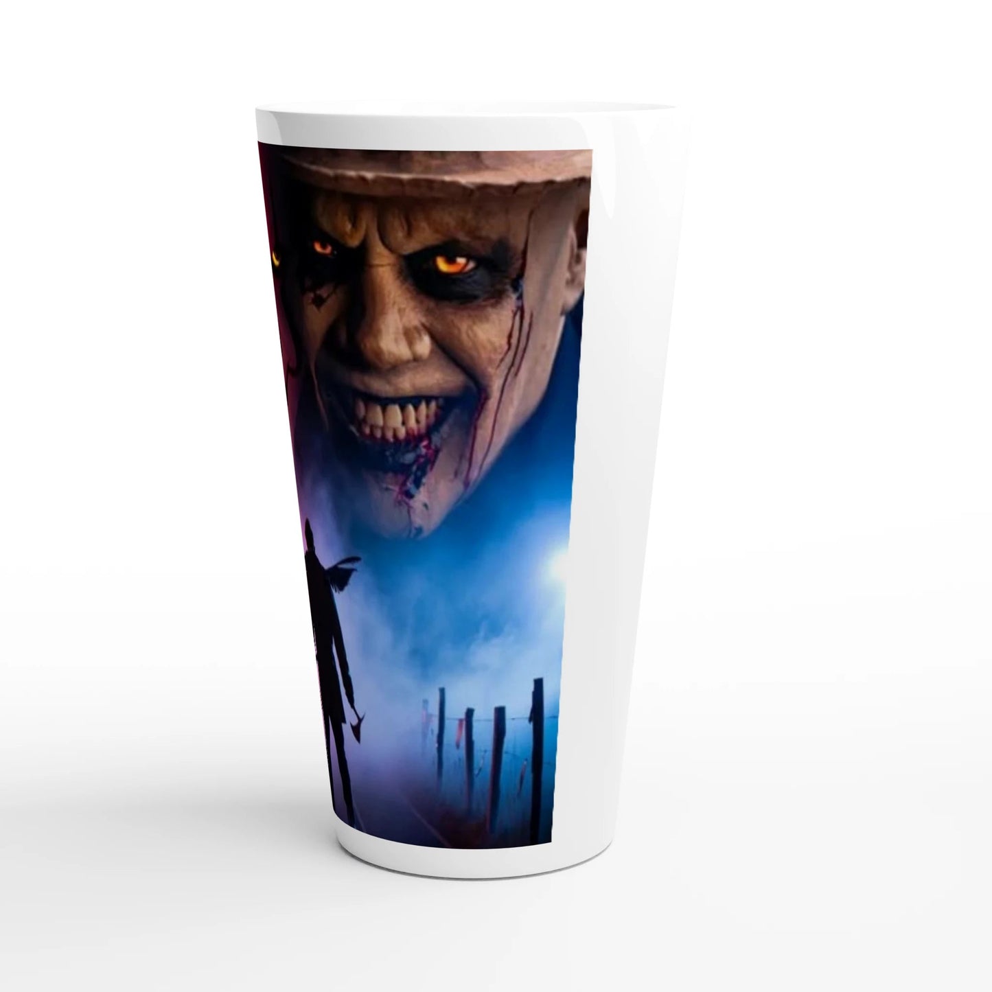 The "Red vs. Blue Horror" White Latte 17oz Ceramic Mug - T.Eddy’s Art Studio