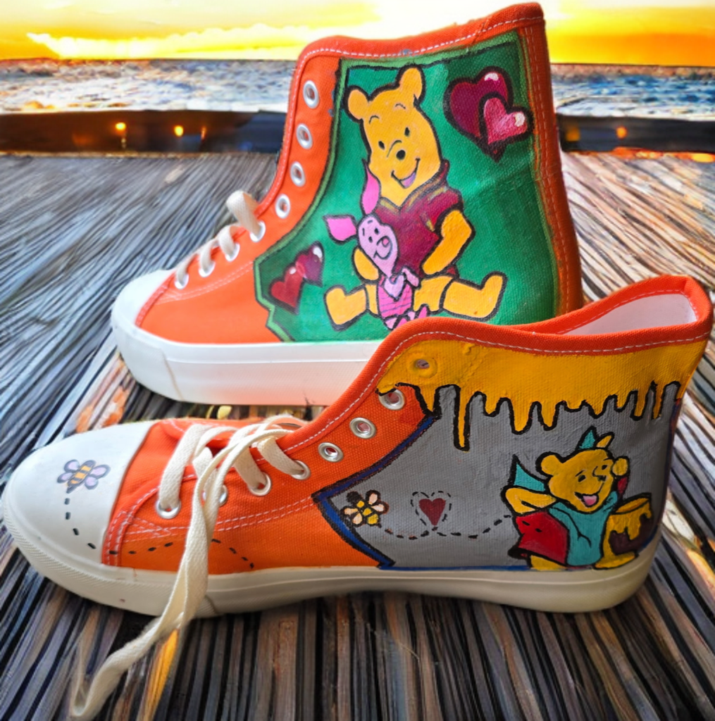 Hand Painted by Tammy Winnie the Pool High Tops size 10 Women