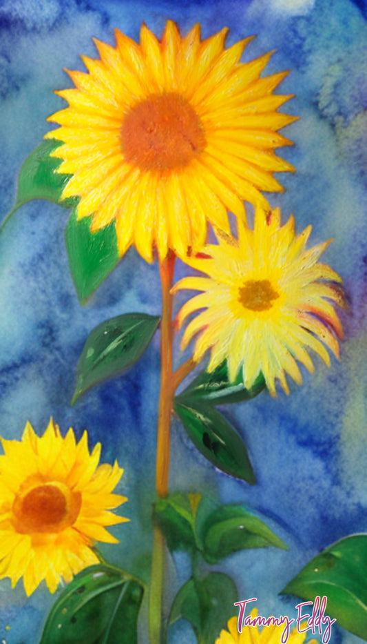 Vibrant Sunflower Field Art Print - 8x10 Matted