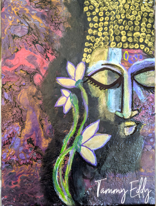 "Golden Serenity Buddha" 8x10 Matted Print